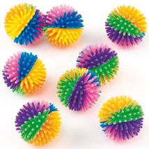 Rainbow Hedgehog Balls (Pack of 8) Pocket Money Toys, Multi-Coloured, 3cm, Spiky Rubber Balls