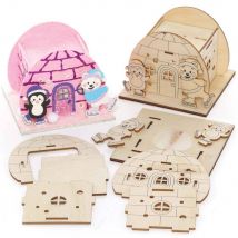 Arctic Pals Wooden Tealight Holder Kits (Pack of 3) Craft Kits For Kids