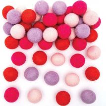 Red, Pinks & Purple Felt Balls (Pack of 50) Craft Embellishments 5 assorted colours - Red, Hot Pink, Purple, White & Pink
