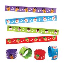 Festive Friends Snap-on Bracelets (Pack of 8) Christmas Toys 4 assorted colours - Green, Purple, Red & Blue