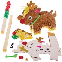 Reindeer Pinata Kit (Each) 6 assorted colour strips - Red, Green, White, Brown, Yellow & Gold