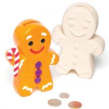 Gingerbread Man Ceramic Coin Banks (Box of 2) Christmas Crafts