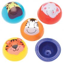 Jungle Chums Jumping Poppers (Pack of 12) Pocket Money Toys 6 assorted colours - Green, Yellow, Orange, Red, Light Blue & Dark Blue