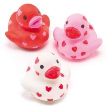 Mini Heart Rubber Ducks (Pack of 6) 3 Assorted Colours, 35mm x 35mm, Bath Time Friendly, Pocket Money Toys