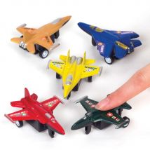 Plane Pull Back Racers (Pack of 6) Pocket Money Toys 5 assorted colours - Blue, Yellow, Red, Orange & Black