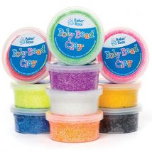 Poly Bead Clay Bumper Value Pack (Set of 10 tubs) Craft Embellishments 10 assorted colours - Yellow, Dark Orange, Red, Pink, Fluorescent Purple, Light Blue, Fluorescent Green, Black, White & Dark Purple