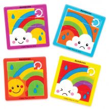 Rainbow Sliding Puzzles (Pack of 6) Creative Play Toys 6 assorted colours - Yellow, Green, Blue, Red, Purple & Orange