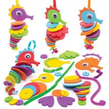 Seahorse Stacking Kits (Pack of 6) Art Craft Kits 6 assorted foam colours - Green, Yellow, Orange, Purple, Blue & Red