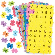 Self-Adhesive Foam Jigsaw Puzzle Letters (Pack of 400) 8 Assorted Colours, 33mm x 24mm, Letter Stickers