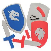 Sword & Shield Foam Kits (Pack of 2) Craft Kits For Kids 2 assorted colours - Red & Blue