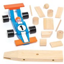 Wooden Racing Car Kits (Pack of 2) Car Size Approx 17.5cm, Self-Assemble, DIY Craft Kits