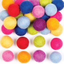 Coloured Felt Balls (Pack of 50) Craft Supplies