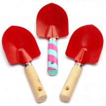 Design Your Own Gardening Trowels (Pack of 3) 20cm Long, Red Trowel On Wooden Handle, Wood & Metal