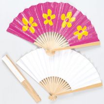 Paper Fans - 4 authentic wooden paper fans to design and decorate. Size 25cm.