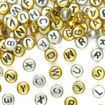 Gold &amp; Silver Alphabet Beads (Pack of 400) Jewellery Making