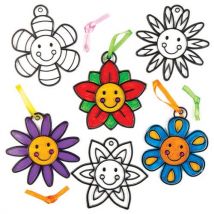 Happy Face Flower Suncatcher Decorations (Pack of 8) Craft Kits