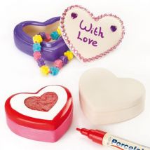 Heart Ceramic Trinket Boxes (Box of 4) Valentines Crafts