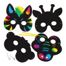 Jungle Animal Scratch Art Masks (Pack of 6) Craft Kits Scratch Art