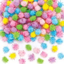 Pastel Self-Adhesive Glitter Pom Poms (Pack of 150) Craft Supplies