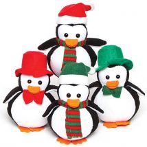 Penguin Plushies - 4 Assorted Soft Toys. Plush Bean Stuffed Toys Stocking Fillers. Size 13cm.