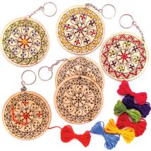 Rangoli Wooden Cross Stitch Keyring Kits  (Pack of 5) Sewing & Weaving Kits