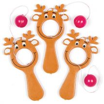 Mini Reindeer Bat & Ball Games (Pack of 5) Christmas Toys
