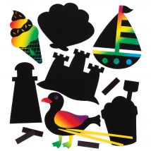 Seaside Scratch Art Magnets (Pack of 10) Craft Kits Scratch Art