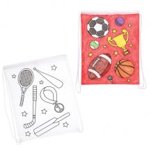 Sports Colour-in Fabric Drawstring Bags (Pack of 2) Fabric Painting