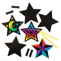 Star Scratch Art Magnets (Pack of 10) Craft Kits Scratch Art