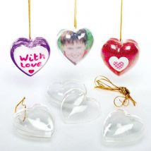 Transparent Heart Baubles (Pack of 12) Valentines Crafts