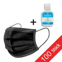 Atemschutzmaske Schwarz - 100 Stück Mundmaske mit 3 Schichten