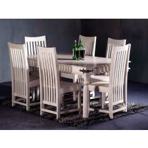 Table de repas rectangulaire Pondichery White wash - 76 x 170 x 90cm - Basika