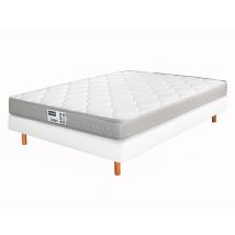 Matelas + sommier tapissier Ensemble colibri Strech blanc - Basika