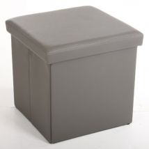 Pouf pliable Logo Gris - 37.5 x 38 x 38cm - Basika