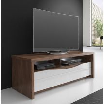 Meuble tv pm Saint tropez noyer/blanc brillant - Basika