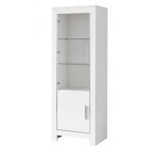 Vitrine 1 porte avec leds Modena laquée blanc Blanc - 180 x 64 x 45cm - Basika