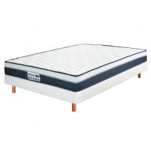Matelas + sommier tapissier Ensemble alicante Strech blanc - 35 x 160 x 200cm - Basika