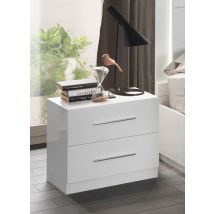 Chevet 2 tiroirs Star laqué blanc Blanc - 48 x 55 x 36cm - Basika