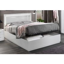 Lit avec coffre de rangement Star laqué blanc Blanc - 113 x 166 x 213cm - Basika