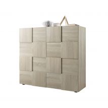Meuble de rangement 2 portes Damier bois Bois - 111 x 121 x 42cm - Basika