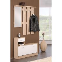 Vestiaire Rudolf Blanc/chene - 180 x 100 x 25cm - Basika