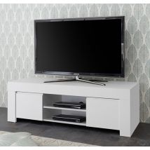 Meuble tv Rapallo blanc laqué mat - Basika