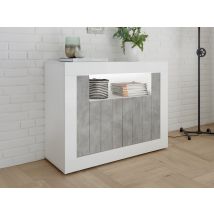 Buffet 2 portes 1 niche Ferrara laqué blanc/béton - Buffet - Basika