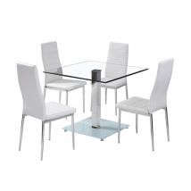 Ensemble table carrée + 4 chaises Nandez Blanc - Basika