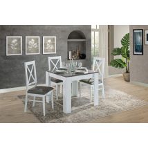 Table de repas carrée extensible Idea Blanc/béton brillant - 77 x 90 x 90cm - Basika