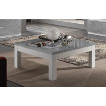 Table basse Roma laqué blanc/marbré gris - Basika