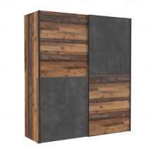 Armoire Dederik Chene vintage/beton fonce - 190 x 170 x 61cm - Basika