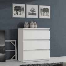 Commode 3 tiroirs Chelsea blanc Blanc mat - 80 x 77 x 42cm - Basika