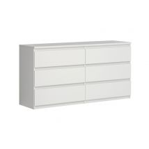 Commode 6 tiroirs Chelsea blanc Blanc mat - 80 x 154 x 42cm - Basika