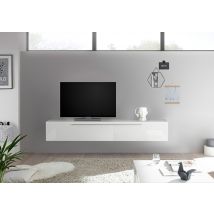Meuble tv suspendu Infinity Blanc brillant - 33 x 210 x 35cm - Basika